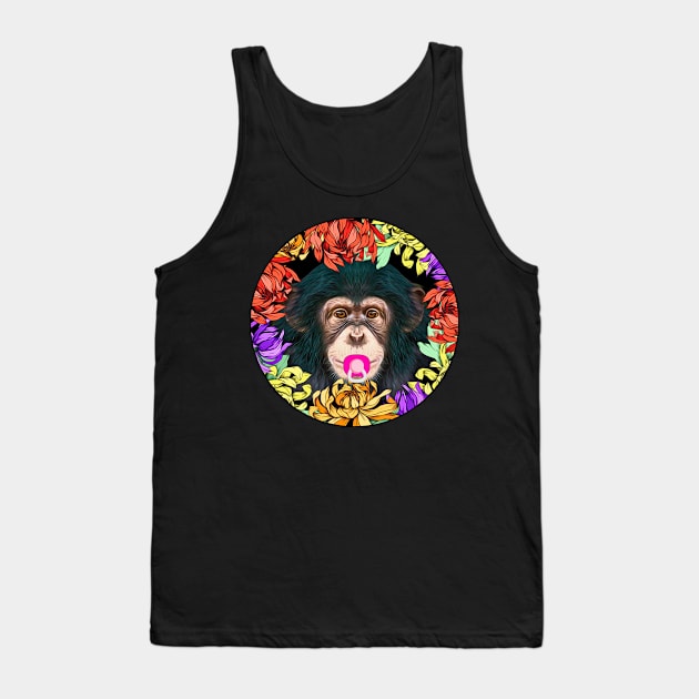 Monkey chimpanzee with pacifier Tank Top by UMF - Fwo Faces Frog